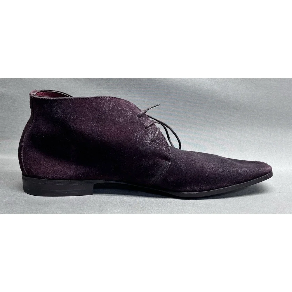 Santoni Suede Chukka Boots Burgundy Brown Italy Size 8.5 Luxury Made In Italy